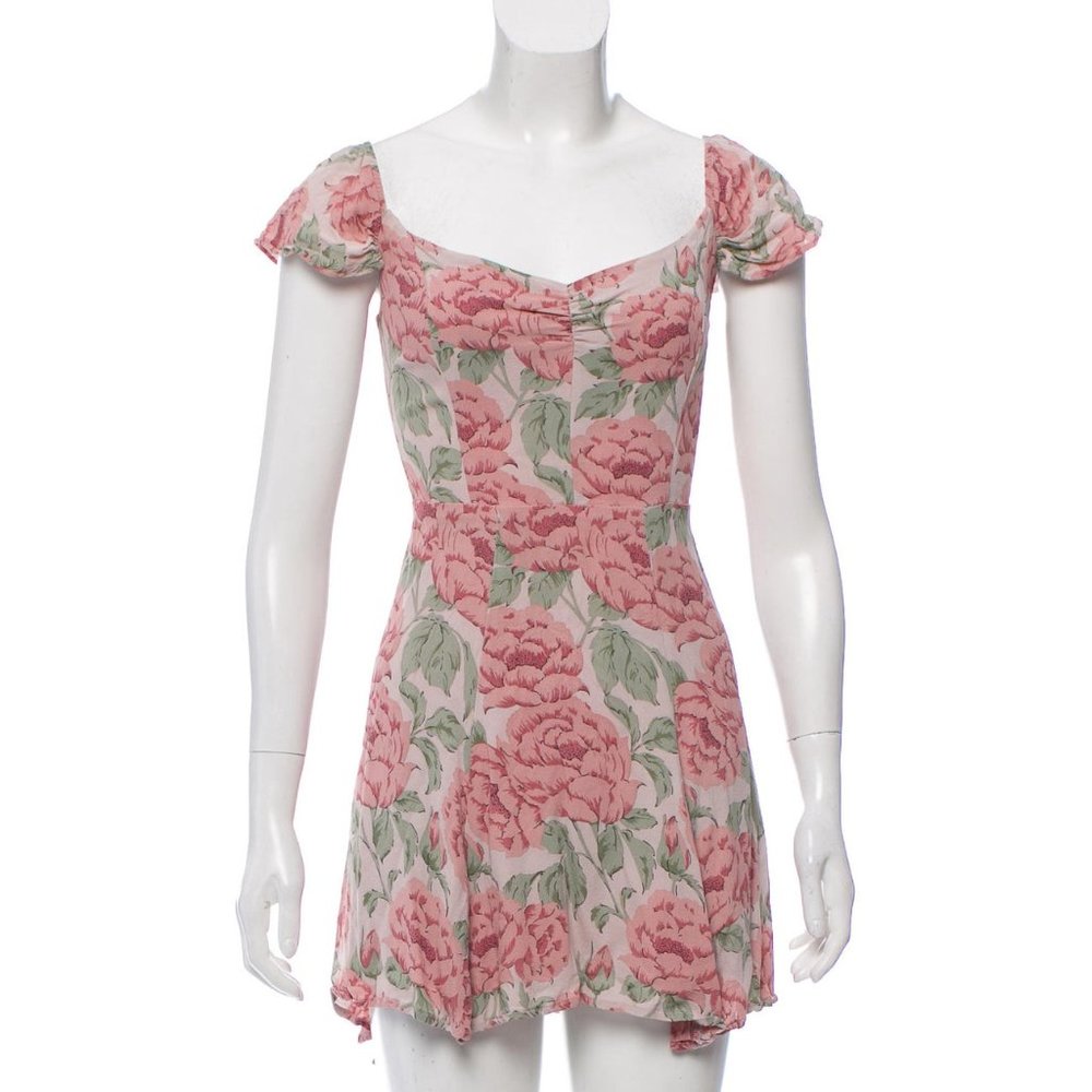 Reformation Pink Roses Mini Dress
